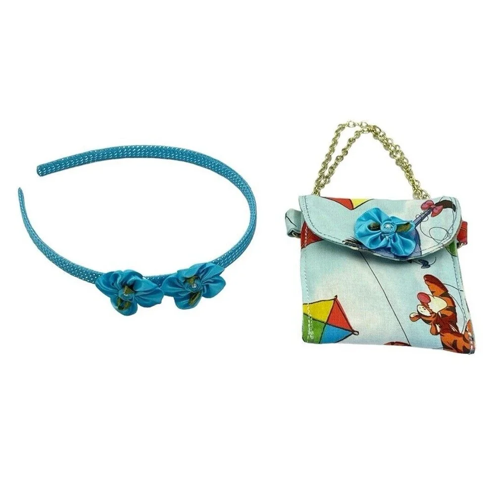 Girls Accessories Blue Purse Bag & Headband Set With Bow Winnie The Pooh